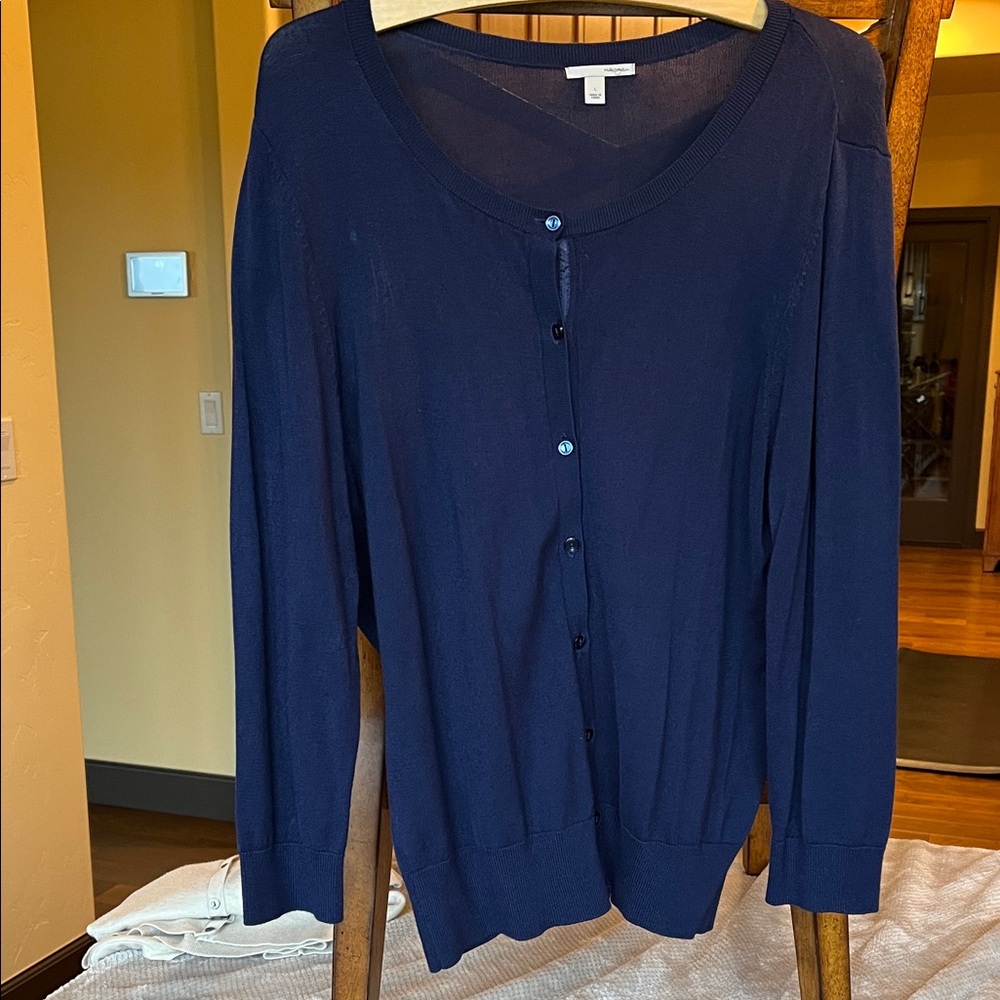 Navy Blue Button-Up Cardigan